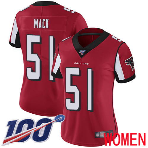 Atlanta Falcons Limited Red Women Alex Mack Home Jersey NFL Football 51 100th Season Vapor Untouchable